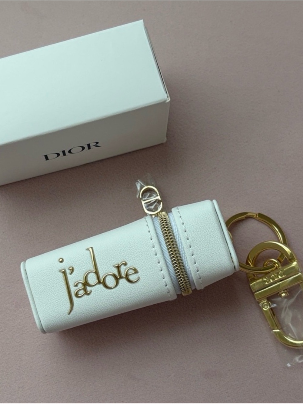 GWP - Dior J'adore White Leather Key Charm/Lippie Case